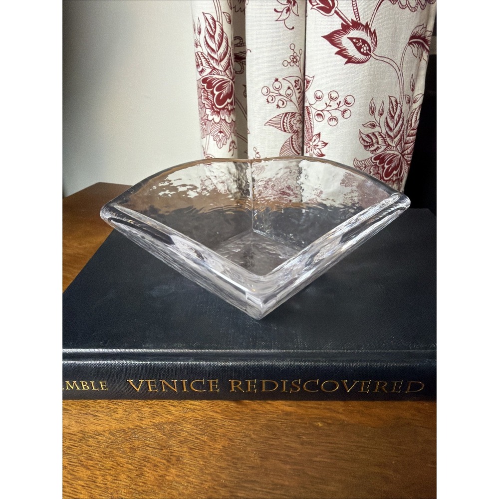 Simon Pearce Woodbury Bowl Ice Glass Hand Blown Minimalist Signed 6.25" Vintage - Picture 3 of 7